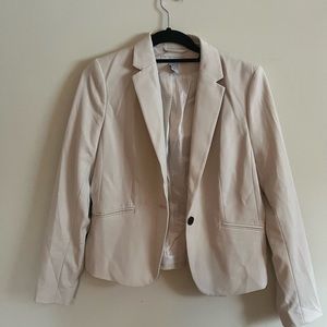 H&M Cream Cropped Leather Jacket